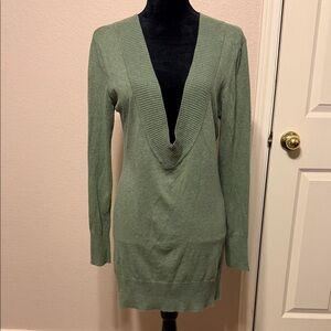❤️ 2 for $10 Green V-Neck Sweater Mini Dress
